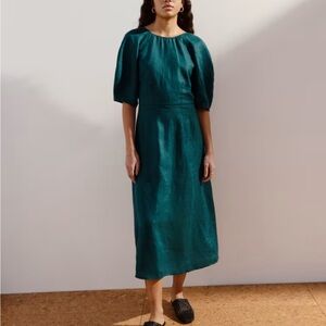 Everlane Linen Short-Sleeve Scoop Midi Dress - sz 8